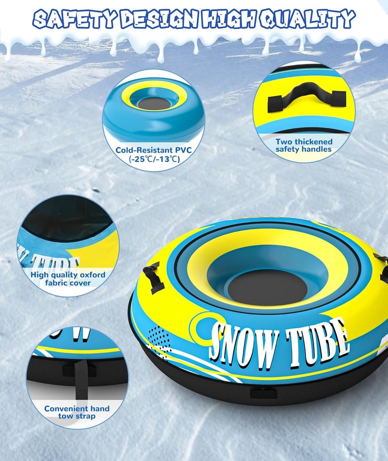 EPN Heavy Duty Snow Tube with Premium Oxford Covers and Handles for Adults, Thickened Bottom Inflatable Snow Sled Sledding Toboggan Winter Outdoor Fun - Image 3